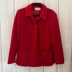 Vintage Sandro Red Fleece Jacket Size M